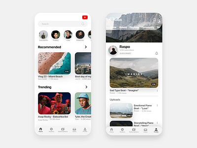 Youtube Mobile App app app design clean clean design clean ui ios minimal minimalist mobile design slovenia socail media app social media ui ux youtube