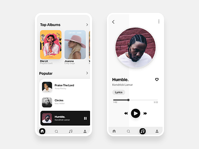 Minimalist Music Player App app app design apple clean clean design minimal minimal design minimalist mobile design mobile ui music music app music player music player ui slovenia ux design