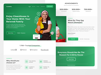 Cleaning Services Landing Page cleaning design figma interface ui uidesign uiux ux uxdesign