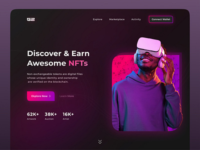 NFT Marketplace Header Website