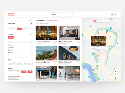 Restaurant booking website | Search & Filters