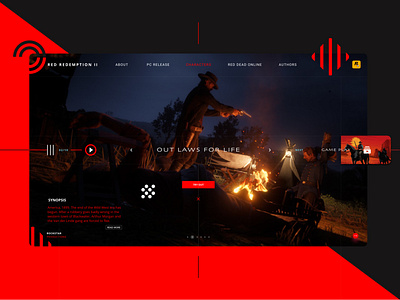 Gaming website landing page game ui games icon landingpagedesign red redemption redesign redesign concept ui ux web