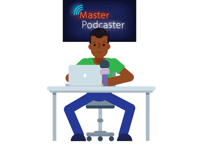 2D animation Instagram sticker radio master podcaster