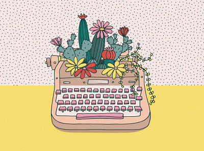 A Better Because Project cacti design illustration plants typewriter