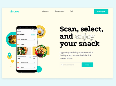 Glyde, the food app branding design food app landing ui user interface ux web web design