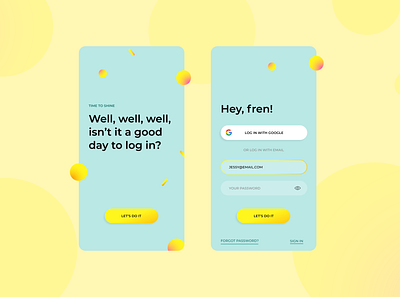 Welcome & Log in design log in mobile design mobile ui sign in ui user interface