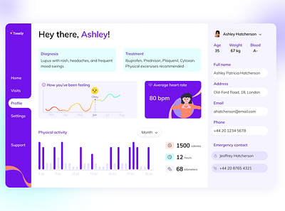 Treatly Profile Page branding design health healthcare profile treatment ui user interface user profile ux web web design