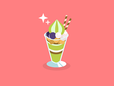 Matcha Parfait cute food illustration japan japanese food kawaii matcha parfait vector