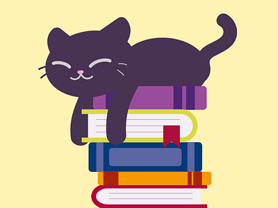 Bookworm Kitty bookmark books bookworm cat cute happy illustration kawaii kitten library pet vector