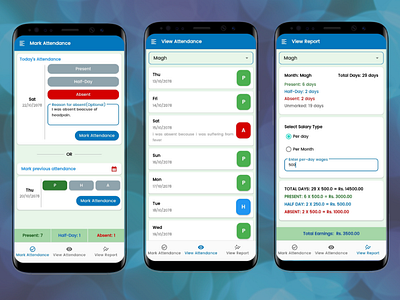 My Attendance (Offline): Mark, View & Report UI Concept
