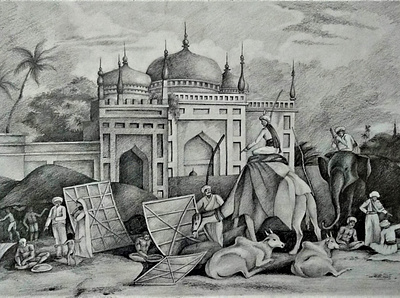 Old Dhaka black and white dhaka drawing old dhaka pencil sketch