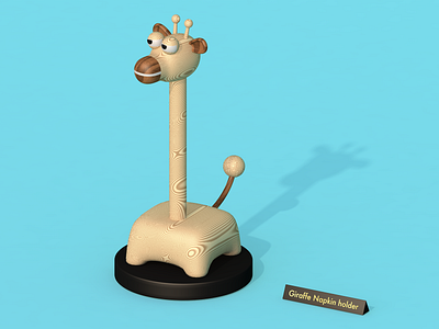 Giraffe Napkin holder 3d cinema4d giraffe holder industrial design napkin wood