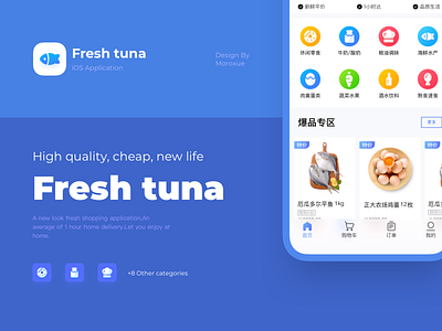 Fresh tuna iOS Application app eats icon illustration ui