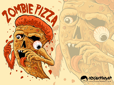Zombie Pizza by irvanyudap Artwork apparel artwork for sale clothing design graphic design illustration logo merch design merchandise monster pizza tshirt design zombie