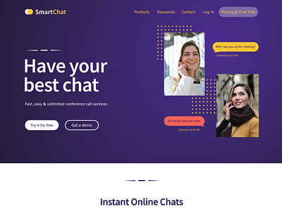 Landing page design made in Figma - SmartChat art design figma home page landing page sketch uxui web developer