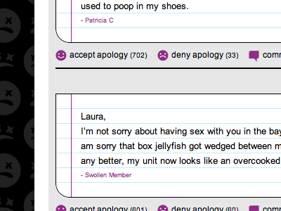 Srsly Sorry-landing page snippet blog interface social buttons srsly sorry