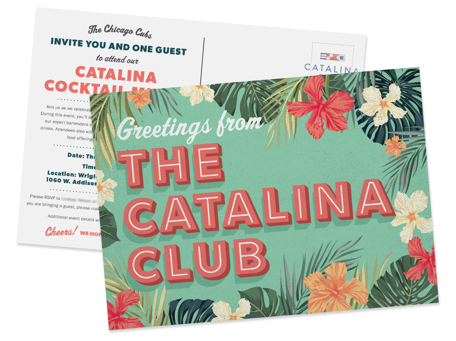 Catalina Club Cocktail Mixer event invite by Erin Druger on Dribbble