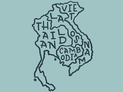 Hand-lettered SE Asia map