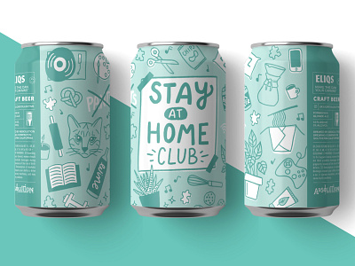 Stay at Home club beer beer can covid design eliqs graphicdesign hand drawn handlettering illustration typography