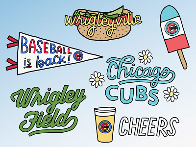 Cubs/Wrigleyville Snapchat Filters chicago cubs graphicdesign handdrawn illustration mlb snapchat sports wrigleyville