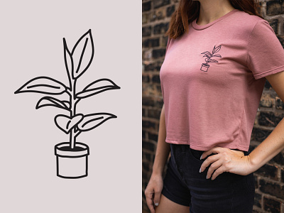 Rubber Plant Embroidered Tee design drawing forsale handdrawn illustration merch plant illustration plants tee tshirt