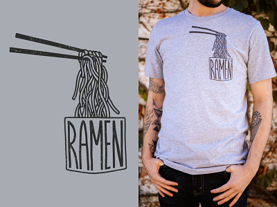 Ramen Pocket Illustration apparel design hand drawn hand lettering handdrawn handlettering illustration lettering noodles ramen tshirt type typography