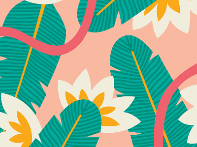 Close up of my digital art print titled "Bananaz" hand drawn handdrawn illustration pattern pattern design plant pattern plants procreate tropical pattern