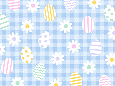 Easter Eggs and Florals Pattern branding easter easter egg hunt eggs florals illustration pattern plaid