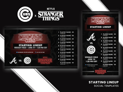 Chicago Cubs - Social Template: Stranger Things Lineup baseball chicago chicago cubs design instagram lineups social media sports stories stranger things