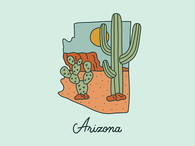 Arizona Cactus Patch arizona az cactus desert design hand drawn handdrawn handlettering illustration