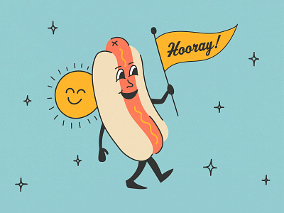 Lil happy hot dog guy baseball chicago cubs design hand drawn handdrawn hotdog illustration