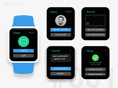 Sign up dailyui iwatch signup ui voice voice gesture watch