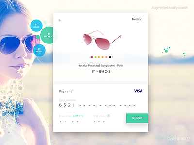 Credit Card Checkout ar augmented reality checkout credit card dailyui mobile ui wearable device.