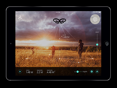 Drone app UI ai argument reality drone ipad map tablet tracking ui