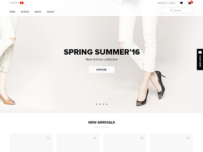 Home page ecommerce flat design homepage minimalist shopping simple ui ux