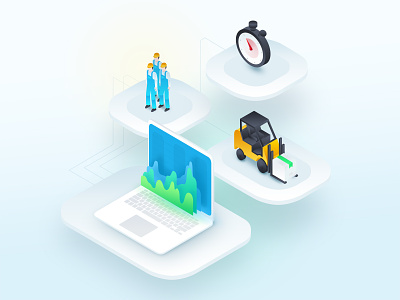 Isometric Cost Drivers Illustration cost drivers data design employees facility forklift illustration isometric lean manufacturing linegraph solutions stopwatch