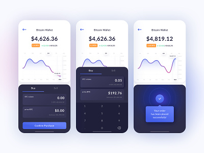 Cryptocurrency Wallet Purchase app app design bitcoin blockchain crypto crypto exchange crypto wallet cryptocurrency exchange finance graph interface purchase ui design wallet