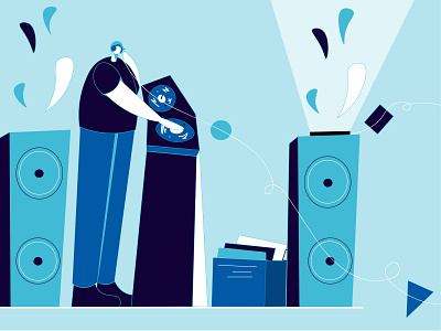 Blue DJ 2d blue brand branding character design dj flat flat illustration flatdesign illustration illustrator minimal music music art pixel perfect procreate vector