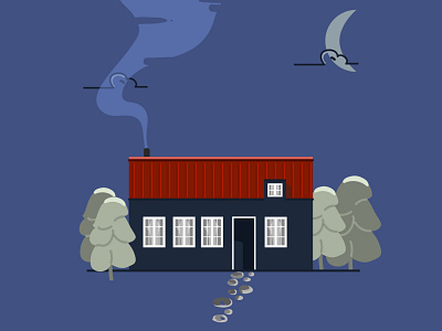 Night Cabin 100daychallenge 100dayproject 100daysproject adobeillustator design flat illustration minimal vector