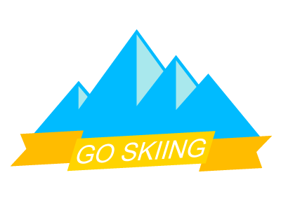 GO SKIING mountain shape skiing sport