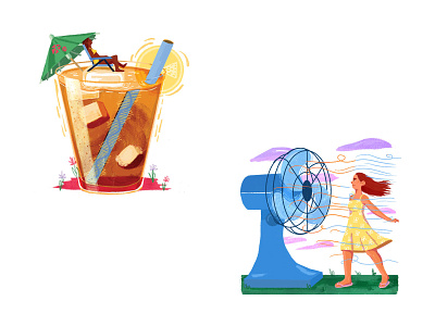 Ways to Beat the Heat bright design flat illustration summer texture women