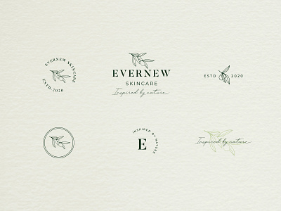 EverNew Skincare | Logo Set botanical branding icon illustration logo minimal print typography