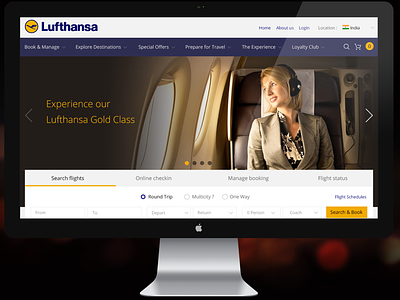 Lufthansa airlines booking webpage