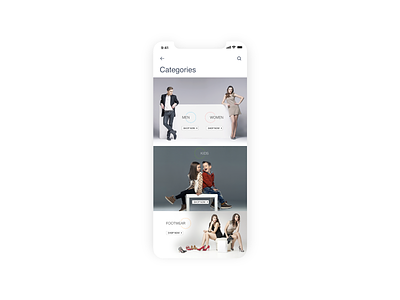 Categories page mobile mobile app ui user interface
