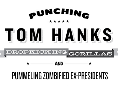 Punching Tom Hanks book title page type