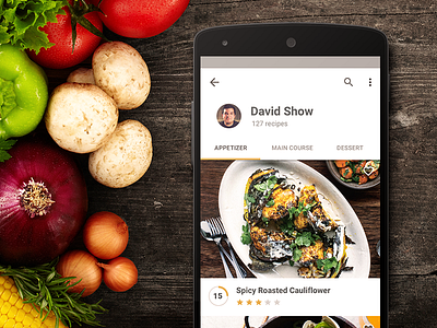 Сhoose a recipe android app concept food interface material recipe ui ux