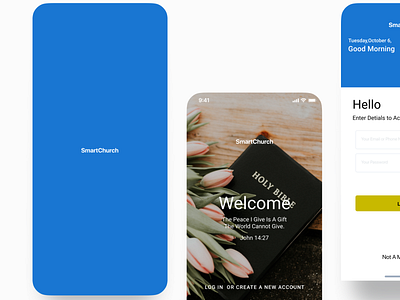 Smart Church App africa app church design login page splashscreen ui