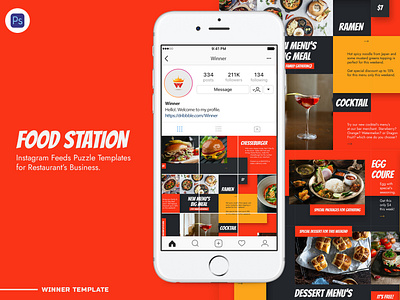 Food Station Instagram Feeds Puzzle Template