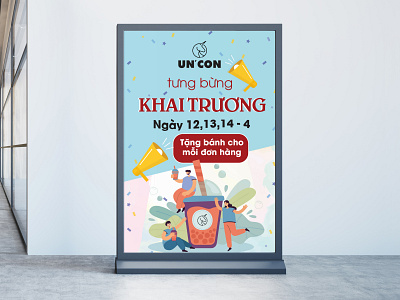 Un'con Milk Tea Shop_ Standee Grand opening branding design icon illustration illustrator logo packaging vector