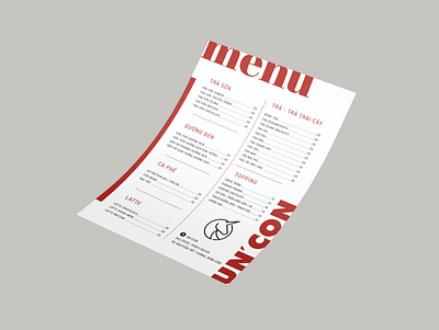 Un'con Milk Tea Shop_Menu branding design icon illustration logo package design packaging vector